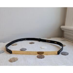 Cuyana Black Leather Belt with Gold Bar XS/S